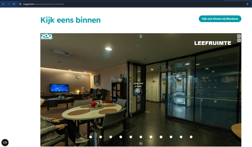 printscreen van website van ZOG Genk